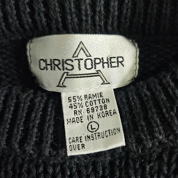 VTG Roses Cotton Knit Pullover Sweater Front Pockets Size Large Shoulder Pads - Picture 5 of 5